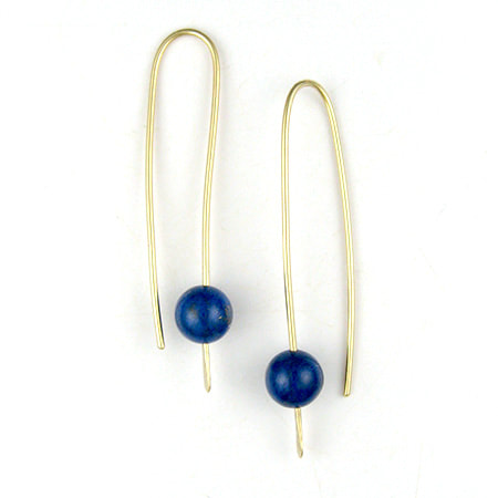 Lapis bead drop earrings