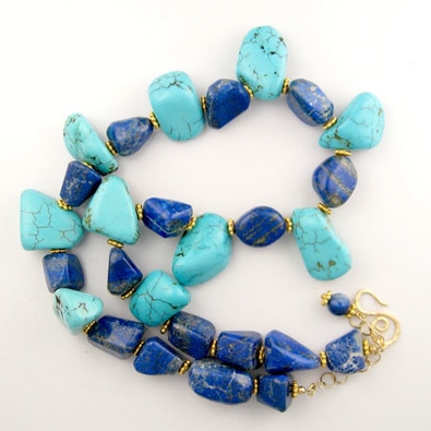 Turquoise magnesite & lapis necklace